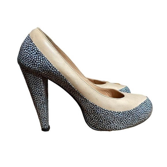 Rebecca Minkoff Vamp Platform Heels Tan Pebbles - Picture 1 of 9